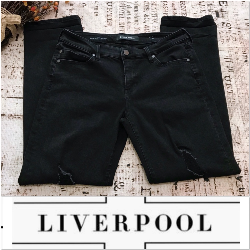 LIVERPOOL The Slim Boyfriend Ripped Destroyed Jean